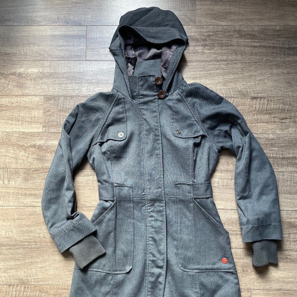 THREE STONES hip-length winter parka, grey, size S,